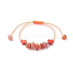 Armband aus natürlichen und synthetischen gemischten Edelsteinsplittern und kreuzgeflochtenen Perlen für Damen&nbsp;BJEW-JB09254