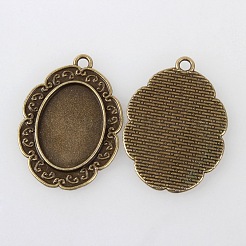 Pendenti basi di  cabochon in lega stile tibetano&nbsp;TIBEP-M018-51AB-NF