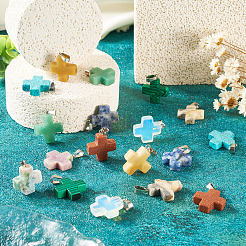 18pcs 9 styles de pendentifs de pierres précieuses mixtes&nbsp;G-TA0002-32