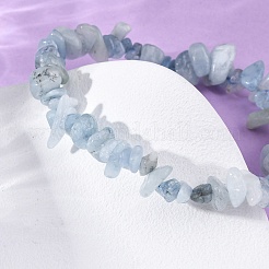 Stretch-Armbänder aus natürlichen Aquamarin-Chip-Perlen für Frauen und Männer&nbsp;X-BJEW-K277-01