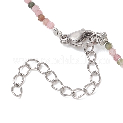 Colliers de perles de tourmaline naturelle multicolore ronde à facettes de 2 mm&nbsp;NJEW-JN05918-04