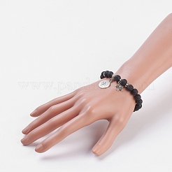 Bracciali elasticizzati in roccia lavica naturale&nbsp;BJEW-JB03772-01