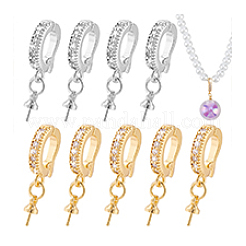 10 Stück 2 Farben Messing Kristall Strass Faltverschlüsse&nbsp;FIND-PH0020-87