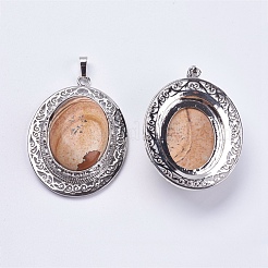 Pendentifs de jaspe avec image naturelle&nbsp;G-F228-22O-RS
