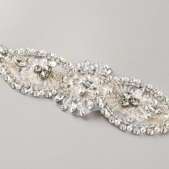 Ceintures de mariée faites à la main avec strass en cristal et fleurs pour robes de mariée&nbsp;AJEW-WH20006-233B-04