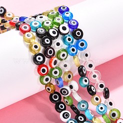 Handmade bösen Blick lampwork flache runde Perle Stränge&nbsp;LAMP-L058-8mm-M