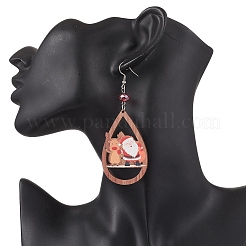Weihnachtsbedruckte Holzohrringe&nbsp;EJEW-JE06518