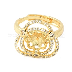 Blumen Messing Micro Pave Zirkonia verstellbare Ringfassungen&nbsp;KK-K297-18G