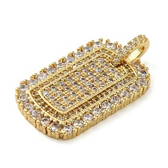 Placage de crémaillère en laiton micro pavé pendentifs en zircone cubique claire&nbsp;KK-C047-05G
