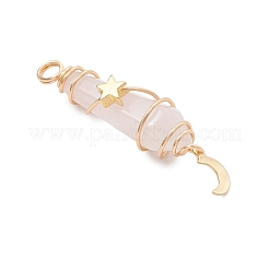 3 stücke 3 arten natürliche rose quarz spitz kupfer draht gewickelt facettierte kugel große anhänger&nbsp;PALLOY-JF03572-05