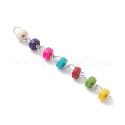 Dijes de conector heishi de turquesa sintética teñida en disco&nbsp;PALLOY-JF04246-02