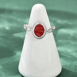 Ovale Manschettenringe aus 304 Edelstahl mit Emaille für Damen&nbsp;RJEW-G355-01P-02
