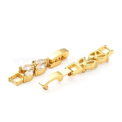 Uhrenarmbandverschlüsse mit Zahnstangenbeschichtung aus Messing mit klaren Zirkonia&nbsp;KK-E034-22G