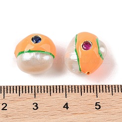 Perla keshi natural con cuentas de esmalte de circonita cúbica&nbsp;PEAR-G014-06F