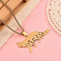 Colliers à chaîne en acier inoxydable 201 avec pendentif en forme de chat creux&nbsp;NJEW-M086-06G