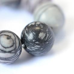 Pierre naturelle de soie noire / netstone perles rondes&nbsp;G-E334-8mm-05