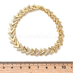 V-förmige Messing-Mikropflaster-Gliederkettenarmbänder mit klaren Zirkonia&nbsp;BJEW-C130-04G