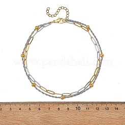 Chaînes à trombone bicolores en acier inoxydable 304 et chaînes à perles rondes&nbsp;AJEW-AN00868