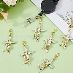 6 pz stetoscopio croce in lega di zinco con decorazioni pendenti in strass&nbsp;HJEW-FH00308