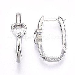 Orecchino a cerchio huggie in ottone con micro pavé di zirconi chiari&nbsp;EJEW-T046-16P-NF