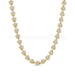 Collares de cadena con diseño de flor de un pétalo engastada con circonitas cúbicas transparentes&nbsp;WG9E91A-01