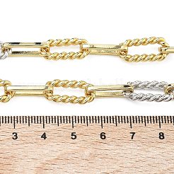 Zweifarbige Halsketten aus Messing mit gedrehten rechteckigen Gliedern&nbsp;KK-C251-31GP