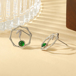 Aretes de latón con micro pavé de circonio cúbico para mujer&nbsp;WGC9076-02