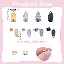 48 pieza de accesorios para pendientes de acero inoxidable 304 de 4 colores&nbsp;STAS-ME0001-30
