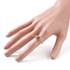 Geflochtener Fingerring aus natürlichem Amethyst&nbsp;RJEW-TA00042-02