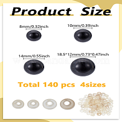 140 Satz 4 Stile Plastikaugen für Puppen zum Basteln&nbsp;DOLL-LP0001-14