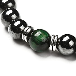 Set di bracciali elasticizzati con perline naturali occhio di tigre (tinte).&nbsp;BJEW-JB06653-03