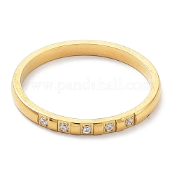Ionenplattierung (IP) 304 Edelstahl Rechteck Fingerring mit Zirkonia&nbsp;RJEW-K244-11G