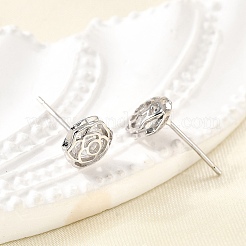 Ohrstecker aus Sterlingsilber mit Mikropavé und klarem Zirkonia in Roségold&nbsp;EJEW-S271-01P