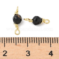 Dijes conectores redondos facetados de ágata natural teñida&nbsp;KK-C097-06G-05