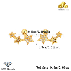 Orecchini pentagramma geometrici a stella con diamanti in argento s925&nbsp;LM4337-1