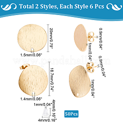 6 paio di orecchini a bottone in ottone con 2 stili&nbsp;KK-DC0001-40