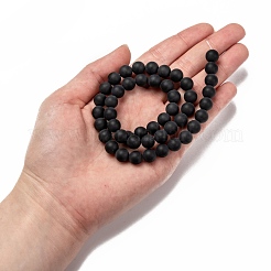 Gefärbte und erhitzte natürliche schwarze Achatperlenstränge&nbsp;X-G-H056-8mm