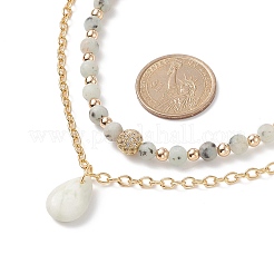 2 pièces 2 style naturel nouveau jade larme pendentif colliers ensemble&nbsp;NJEW-JN04079