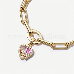 Pulseras con cadena de clip de papel y dije de medallón de vidrio de latón&nbsp;WGA7A33-01