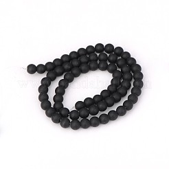 Perle tonde smerigliato agata nera naturale fili&nbsp;G-N0151-11-6mm