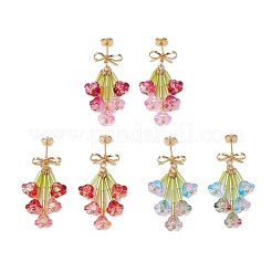 Boucles d'oreilles pendantes en forme de fleur avec perles de verre&nbsp;EJEW-TA00595