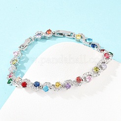 Bracciali da tennis in ottone color platino con micro pavé di zirconi cubici&nbsp;BJEW-B160-08P