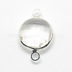 Connecteurs de liens en verre en laiton plaqué argent&nbsp;GLAA-J011B-S