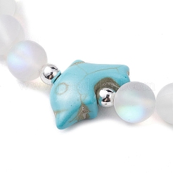 Bracelets de perles turquoise synthétiques teints dauphin de plage&nbsp;BJEW-JB10252-03