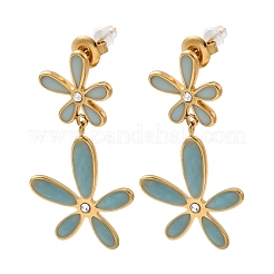 Orecchini pendenti a forma di fiore in acciaio inossidabile smaltato 304&nbsp;LS-EJEW-G451-02G