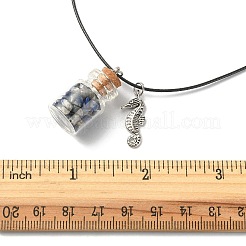 Halskette mit Anhänger aus Glasflasche und Seepferdchen-Legierung&nbsp;NJEW-FZ00014