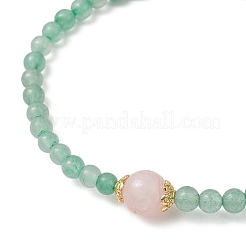 Braccialetti elastici con perline rotonde in avventurina verde naturale e quarzo rosa per donna&nbsp;BJEW-JB11926-02