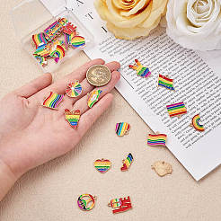 42 Stück Regenbogenflagge Charm Anhänger Emaille Flagge Herz Liebe Ballon Charm Legierung Emaille Anhänger für Schmuck Halskette Ohrring Herstellung Handwerk&nbsp;JX596A