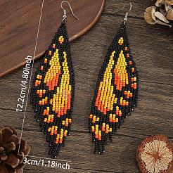 Pendientes de borla con alas de mariposa y cuentas de vidrio hechos a mano de estilo bohemio&nbsp;OK8967-2