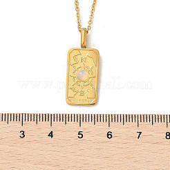 Colliers avec pendentif rectangulaire en opalite pavée en acier inoxydable 304 pour femmes et hommes&nbsp;NJEW-R018-05G-02